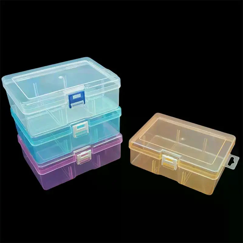 1pcs Mini Rectangular Transparent Plastic Storage Box Dustproof Solid Container for Jewelry Small Parts Packing Organizer