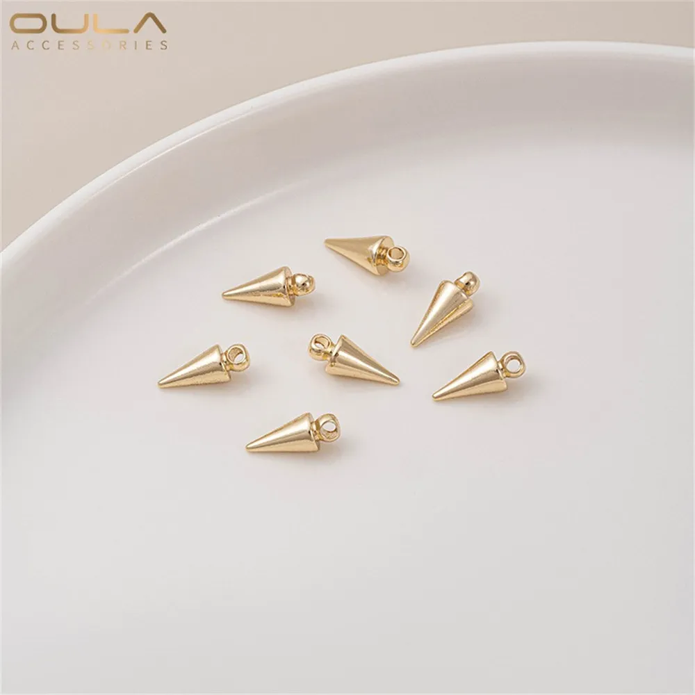 

14K Gold-plated Copper with Real Gold, Pointed Conical Teardrop-shaped Pendant, Diy Earrings, Stud Ornaments, Pendant Accessorie