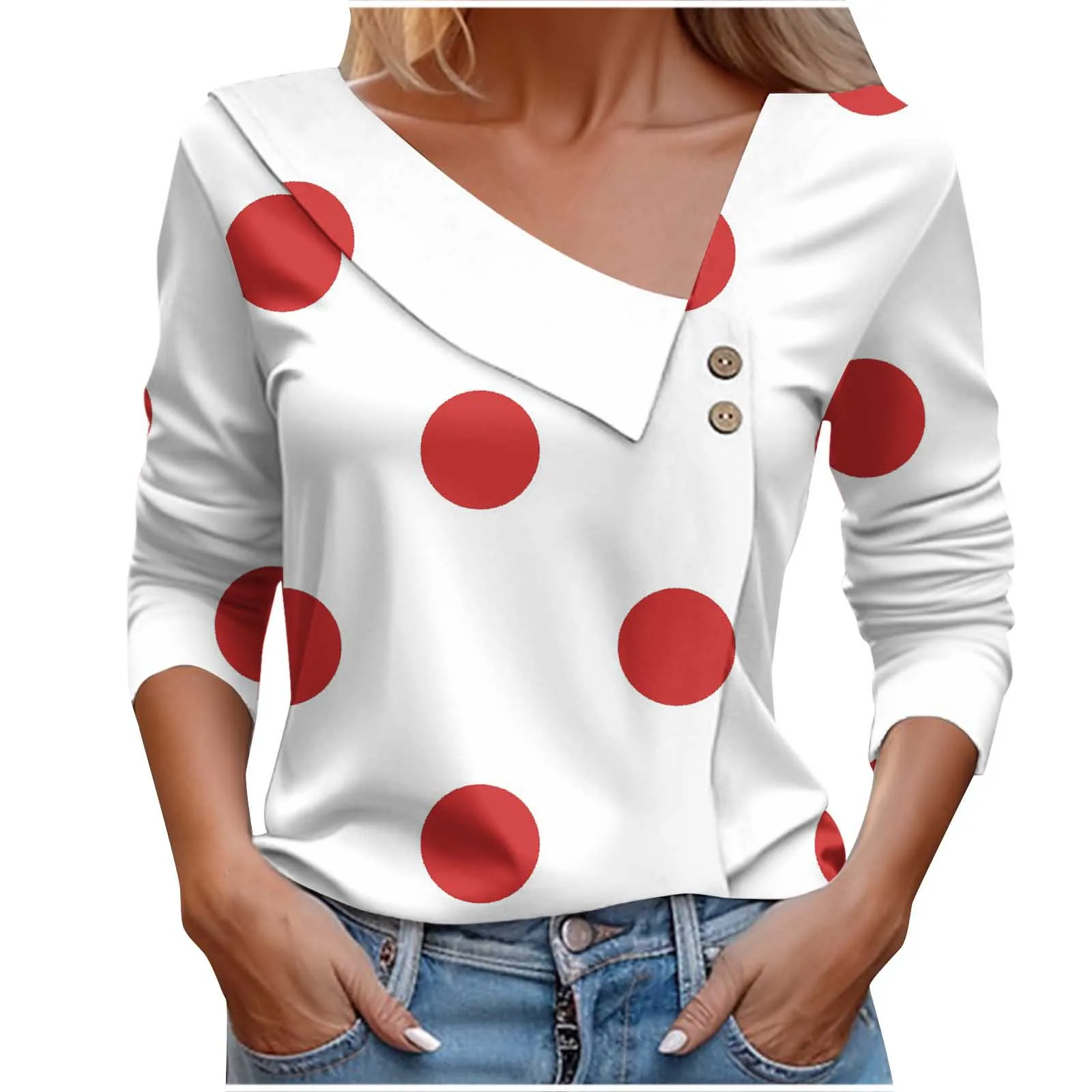 Blusas Femininas Tendencia 2024 Autumn Women New Long Sleeve Fashion Print Top Button Pullover V-neck Office Lady Street Blusas