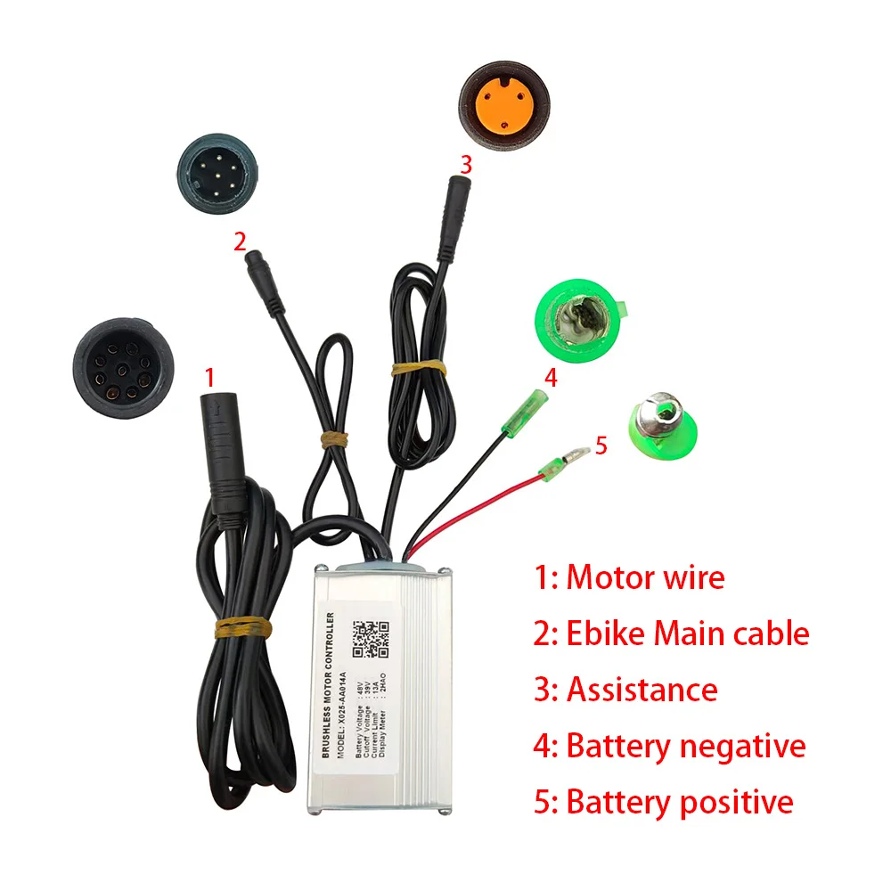 

X025-AA014A 48V E-bike Brushless Motor Controller 13A for 2HAO Protocol Display Electric Scooters MTB Fat Bikes Accessories
