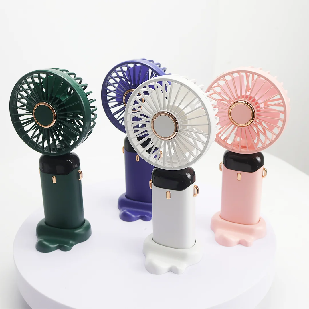 5 Speed Portable Handheld Mini Fan Foldable Neck Hanging Fans USB Rechargeable Fan with Phone Stand and Display Screen
