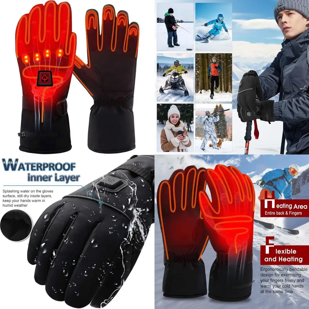 

Rechargeable Battery-Powered Heated Gloves with 3 Temperature Settings, Waterproof and Touchscreen Compatible for Winter Outdoor