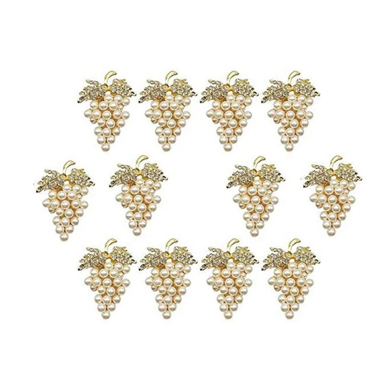 24 Pcs Pearl Napkin Rings Gold Grape Shape Napkin Buckle Holder Napkin Holders Wedding Party Table Decor Napkin Buckles