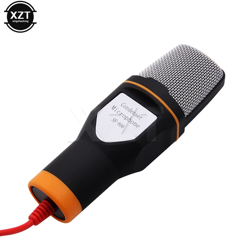 3.5mm Audio Wired Stereo Condenser SF-666 Microphone With Holder Stand Clip For PC Chatting Singing Karaoke Laptop