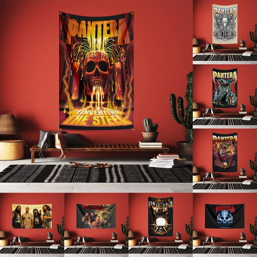 

90X150 3x5 FT P-Panteras Heavy Rock Band Flag Polyester digital printing banner living room decoration art outdoor tapestry gara