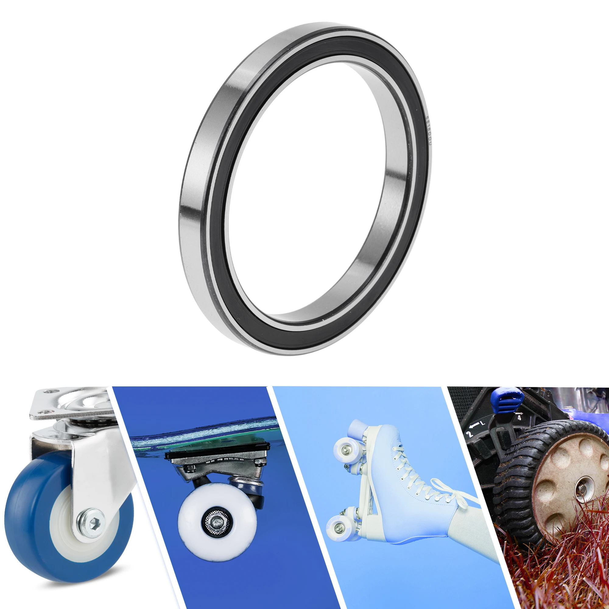 Motoforti 6818DDU Deep Groove Ball Bearings Lubricated Bearings Double Rubber Seal 90x115x13mm Black Silver Tone