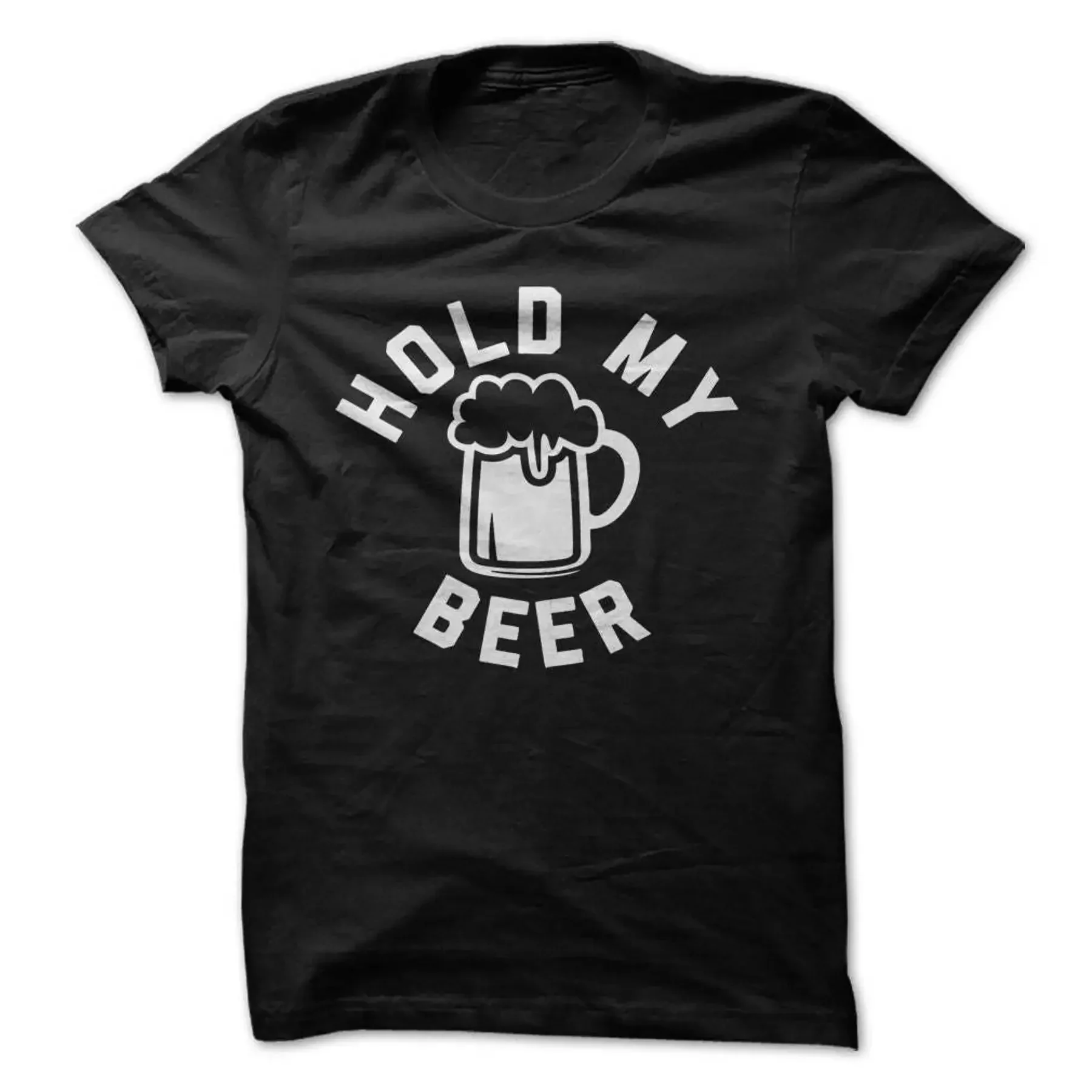 Hold My Beer T Shirt Design Black with White Print