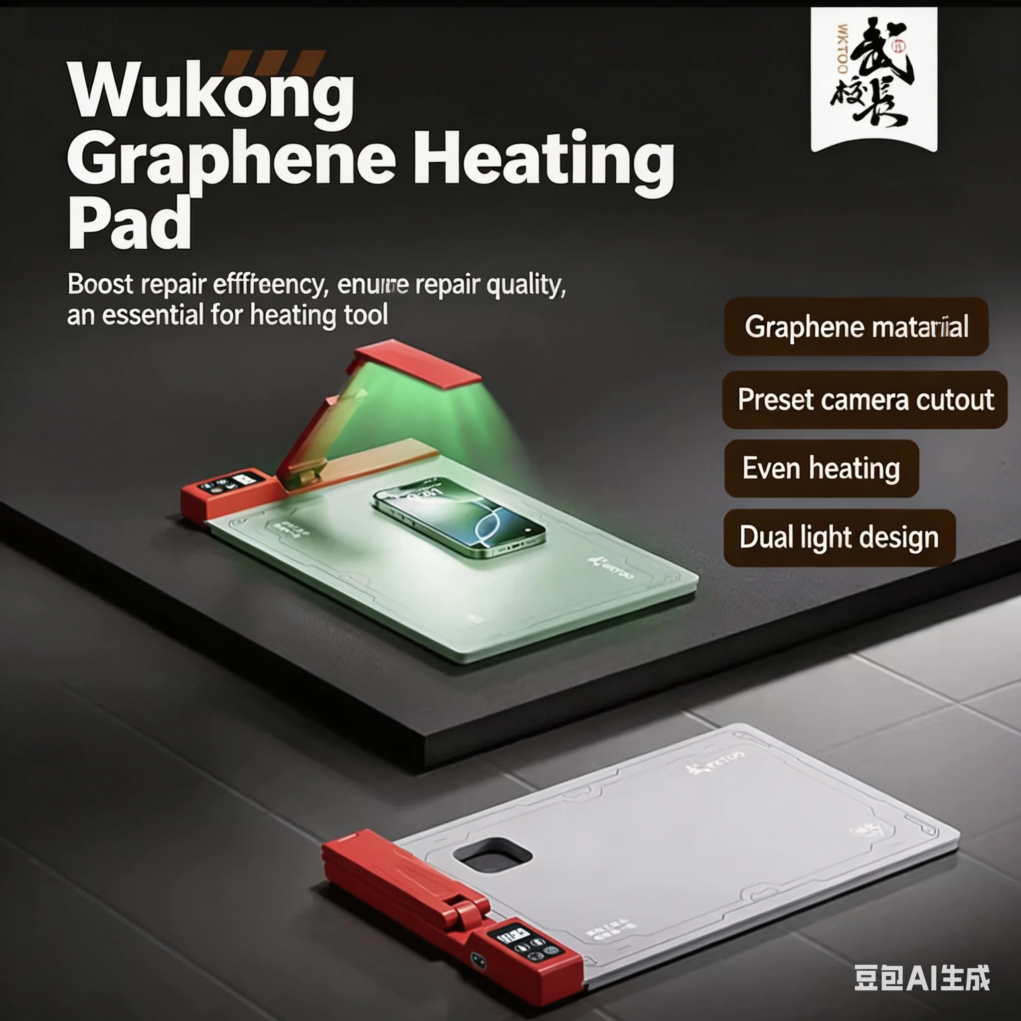 Mobile Phone Repair Graphene Heating Pad Mobile Phone Screen Disassembly Heating + LED Lighting Repair Tools
