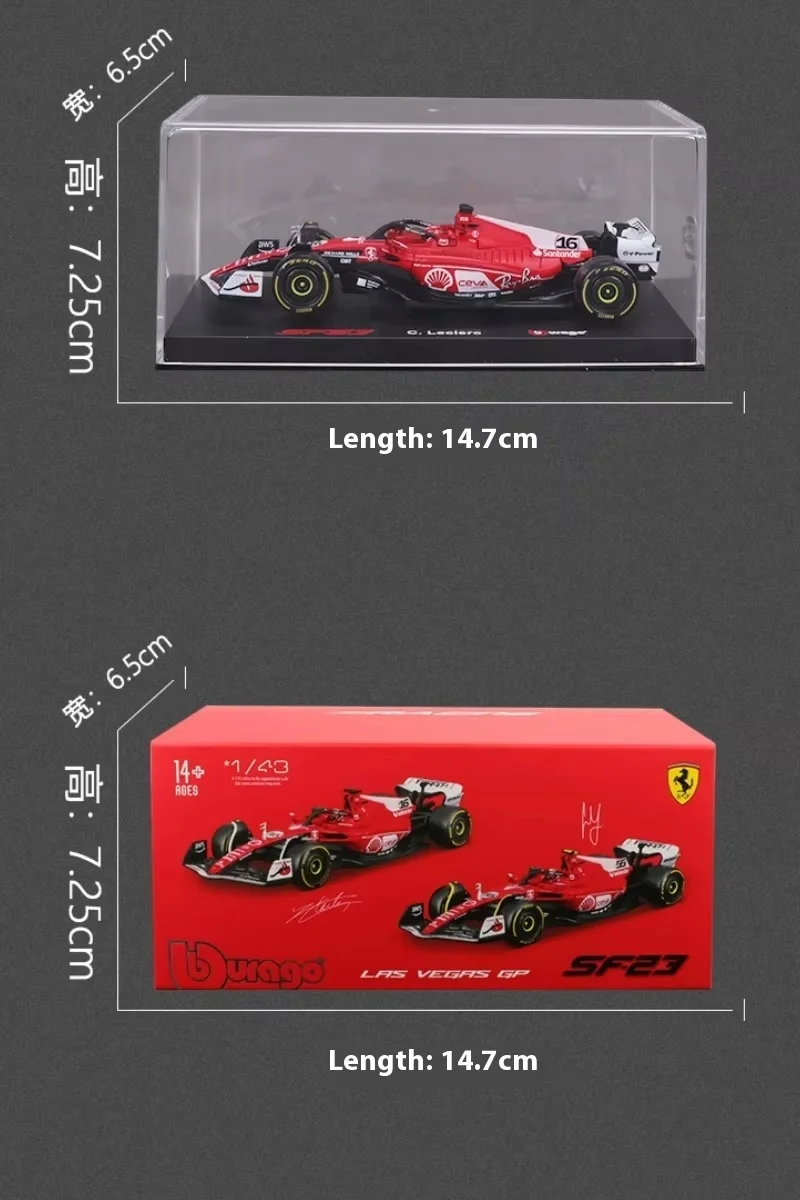 Bburago 1/43 Ferrari Sf-23 Las Vegas Liberação Capa contra poeira 16 #   Leclerc Fórmula 1 modelo de carro caixa acrílica liga carro coleção brinquedos presentes