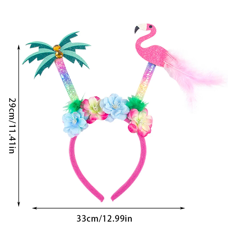 Flamingo Crown Headband Mermaid Shell Headpiece Hair Hoop Adults Kids Birthday Hair Accessories Hawaiian Tropical Party Decor