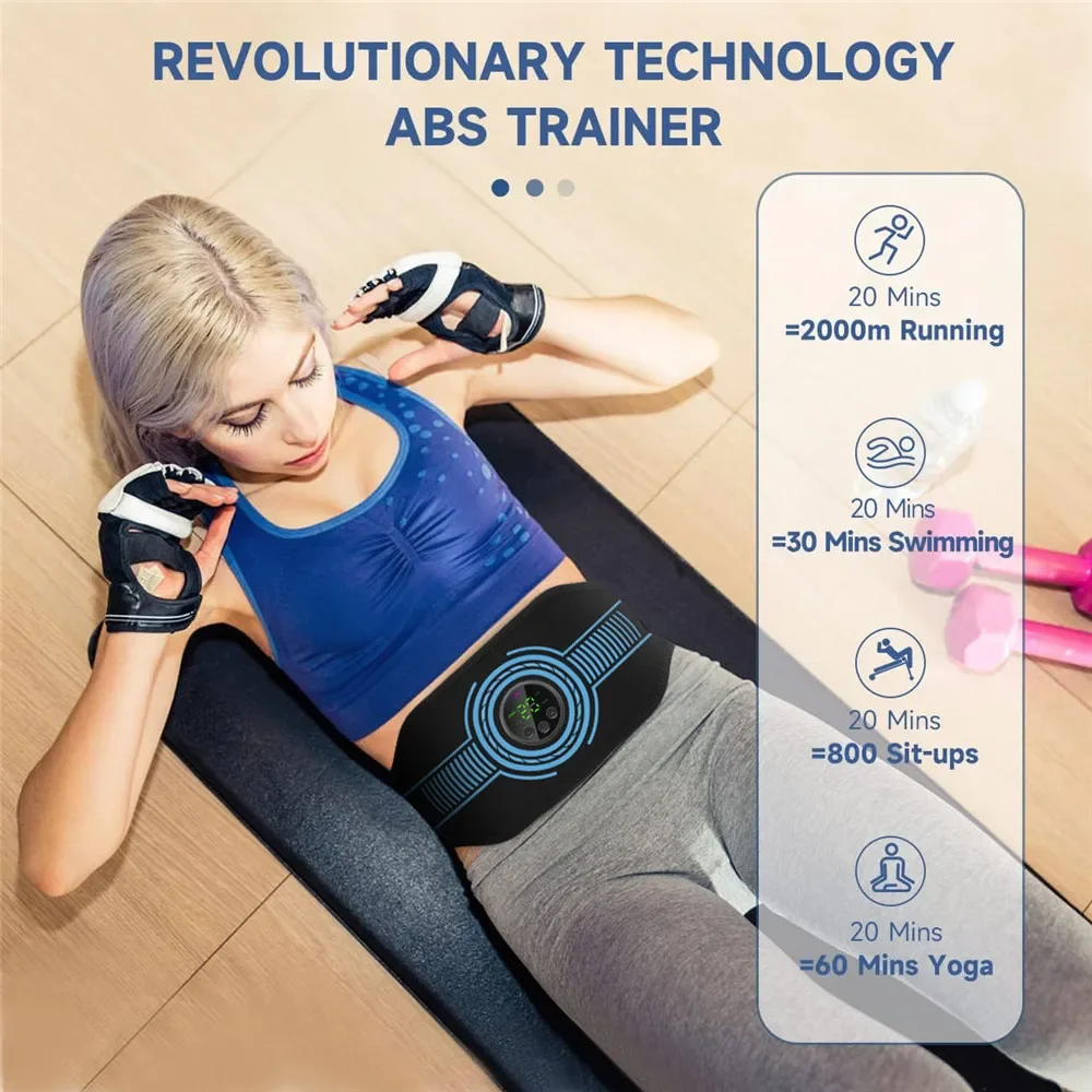 EMS Muscle Massager Waist Belts Fitness Equipment Abdominal Toner Wireless Abdominal Muscle Training（1 Abd / 2Leg / 2Arm Belts）