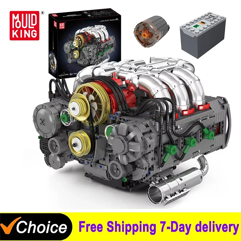 Mould King 10181 Technical Car Toys The Motorized Horizontal Opposed Engine Building Block Assembly Racing Car Brick Kids Gifts