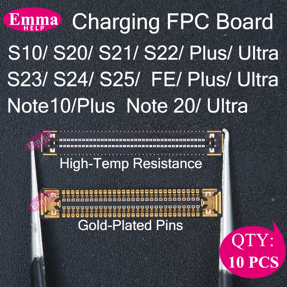 10 Peças Conector FPC de Carregamento para Samsung S25 S24 S23 S22 S21 S20 Ultra Plus Note 10 20 Placa-Mãe Porta Flexível