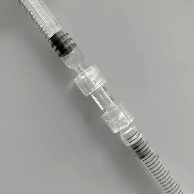 Upgraded Ruhr threaded connectors are individually packaged with sterile syringe bi-directional connectors