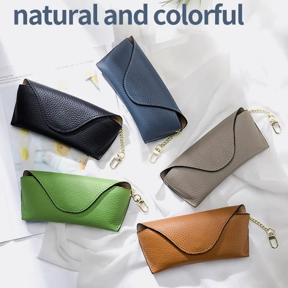 

Anti Pressure Glasses Case Portable Creative Genuine Leather Protective Cover Multicolour Spectacle Case Women