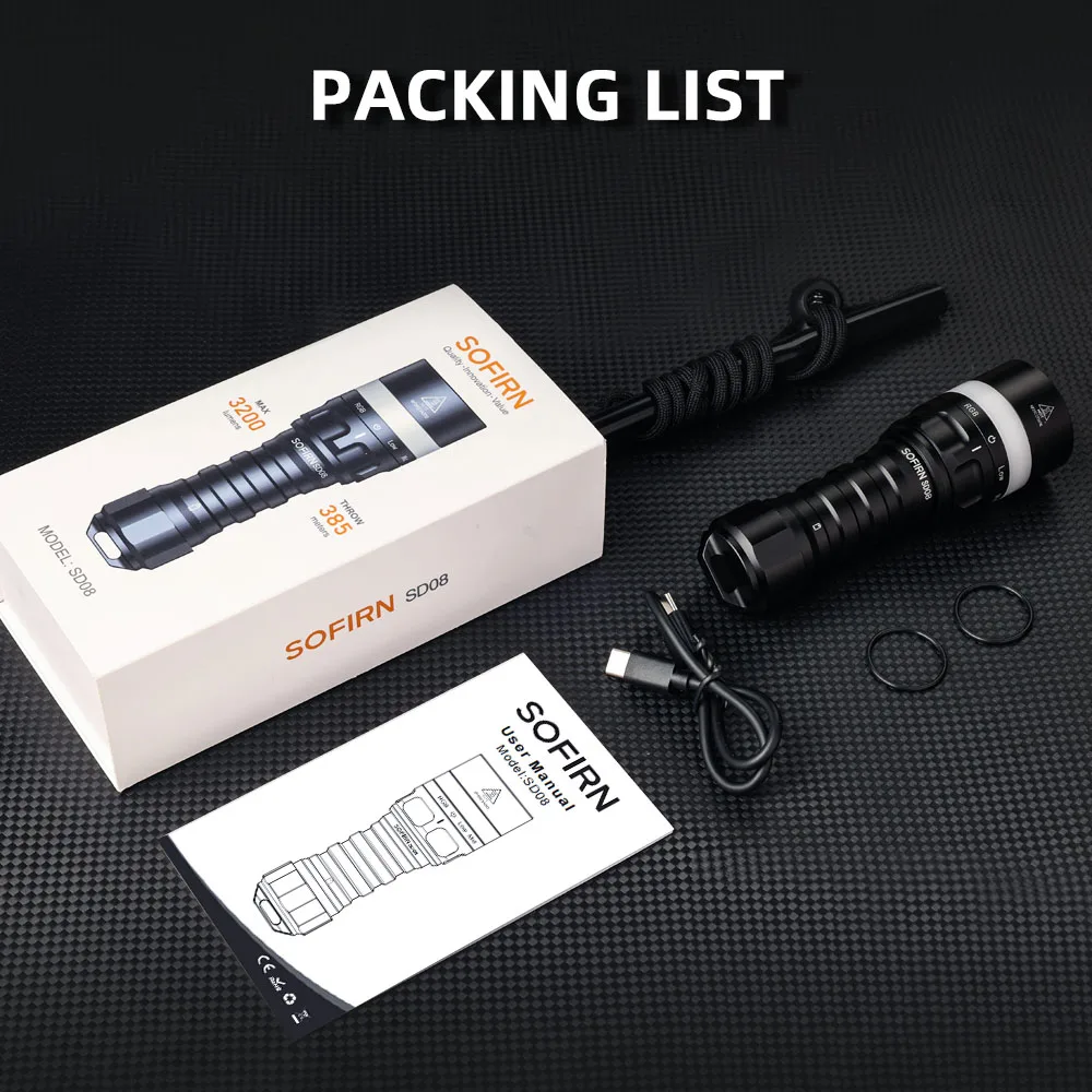 Sofirn SD08 buceo 3200lm linterna de buceo SST70 LED 21700 antorcha recargable con 360 °   Posicionamiento subacuático con luz RGB