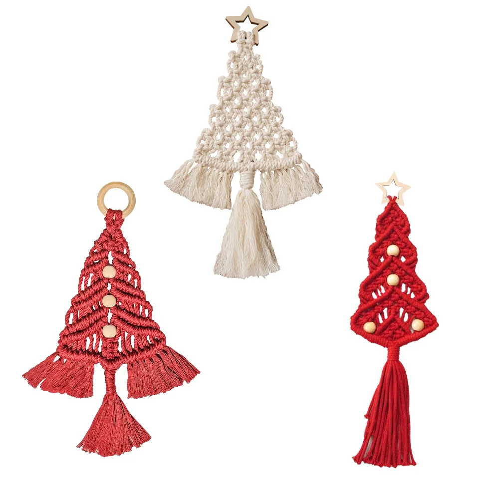 Bohemian Tassel Design Christmas Tree Craft Kit DIY Material Pack Handiwork Wall Hanging Xmas Tree Macrame DIY Kit for Beginners