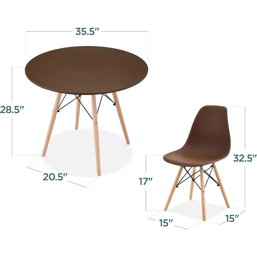 طقم طعام مكون من 5 قطع، طقم طاولة وكرسي حديث مدمج في منتصف القرن للمنزل، شقة مع 4 كراسي، بلاستيك S