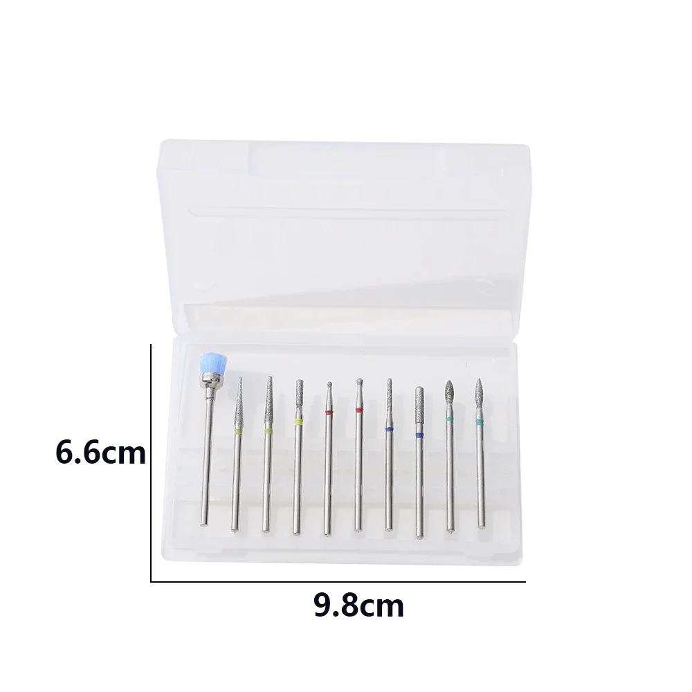 10Pcs/Box Colorful Nail Drill Accessories & Bits Professional Grinding Head Nails Polish Removal and Polishing Nail Art Tools