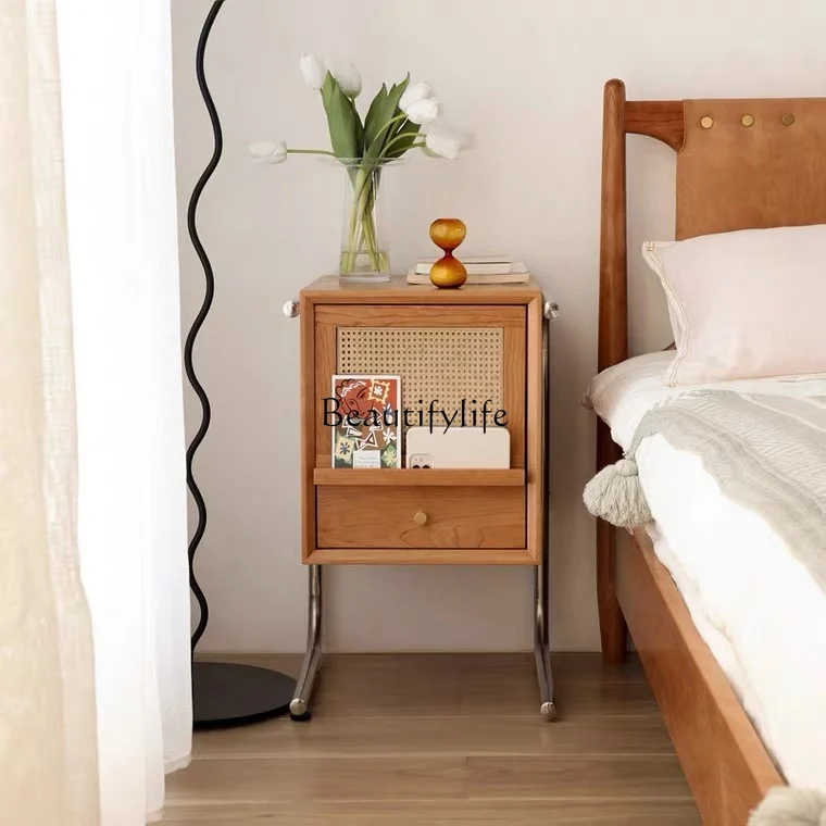 Nordic Suspension Bedside Table Simple Solid Wood Small Bookcase