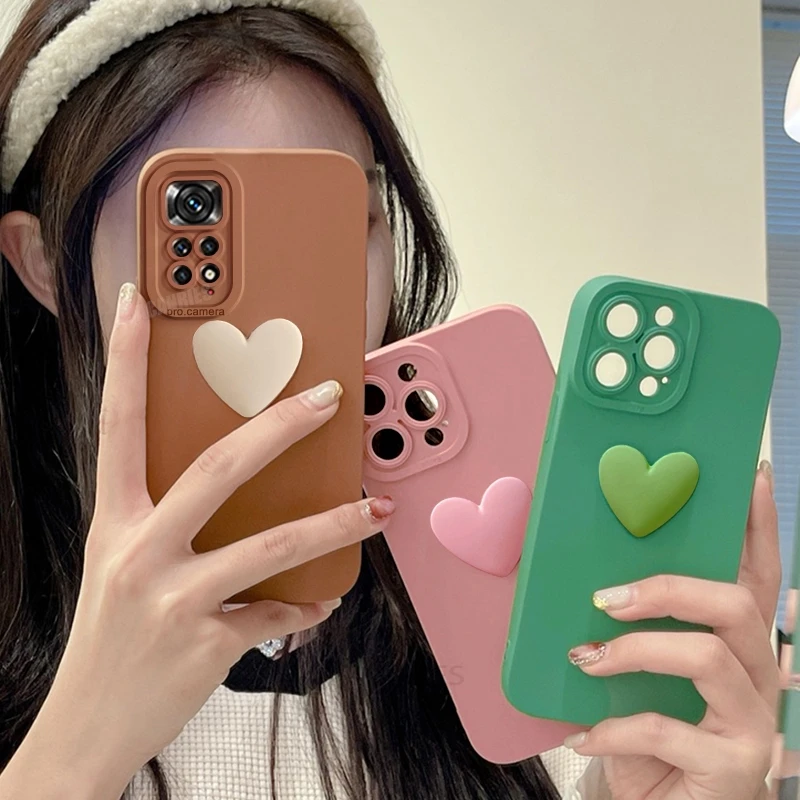 Note11 3d Love Heart Silicone Case On For Xiaomi Redmi Note 11 Pro 4g 5g 10 11s 10s 9 9s 8 7 11pro Shockproof Soft Cover Note11s