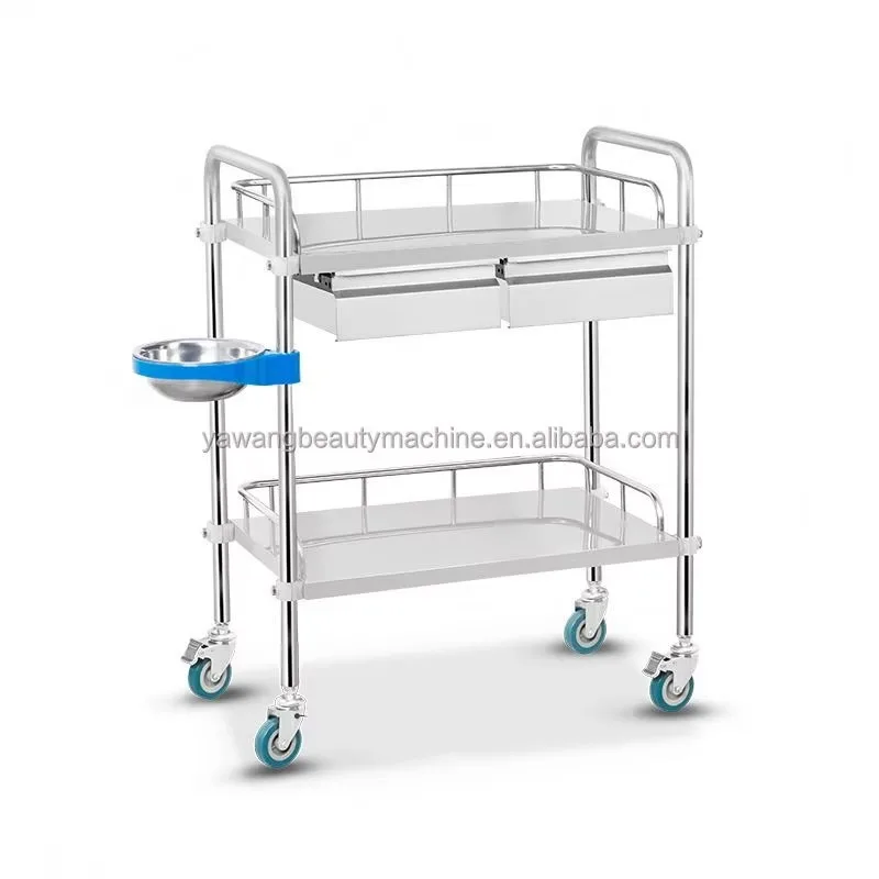 Stainless Steel Medical Trolley, 2/3-layer Laboratory Medical Equipment Trolley