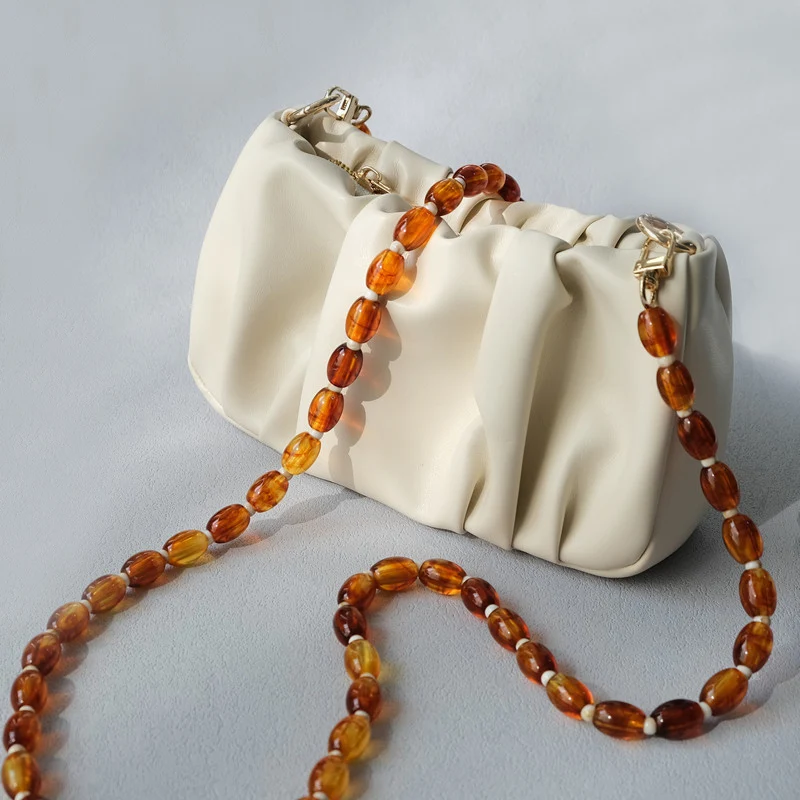 Cadena con cuentas desmontables para bolso de mujer, accesorio de lujo con correa de acrílico para el hombro, novedad