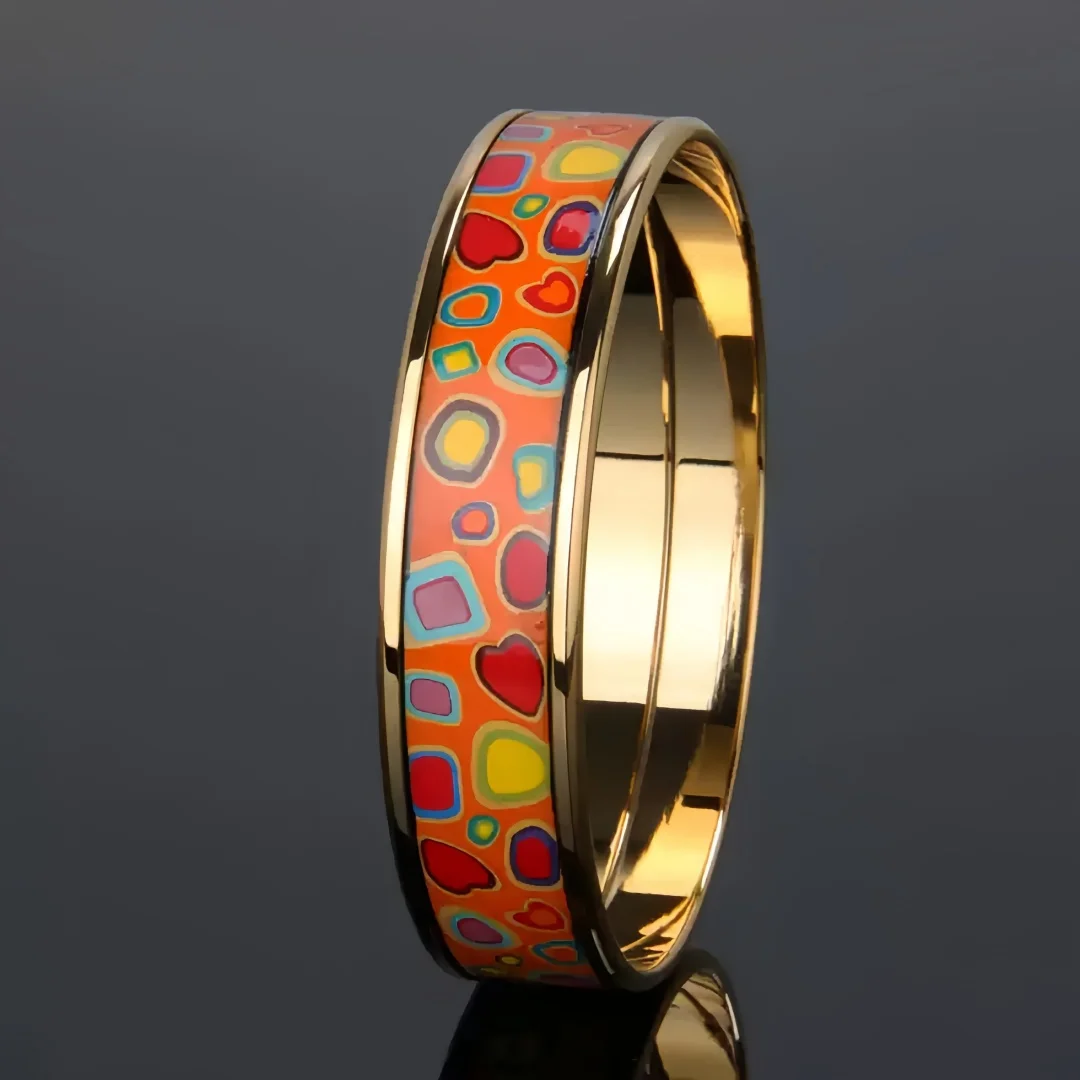 New Cloisonne Charms Bangle for Women Enamel Color Stone Pattern Gilded Bracelets Fine Choice Jewelry Lover's Gift Wholesale