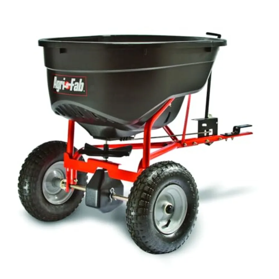 

Pull Behind Broadcast Spreader for Lawn Tractors: Polyethylene Hopper Black 45-0463 Model with 12 ft. Spread Width Universal Hi