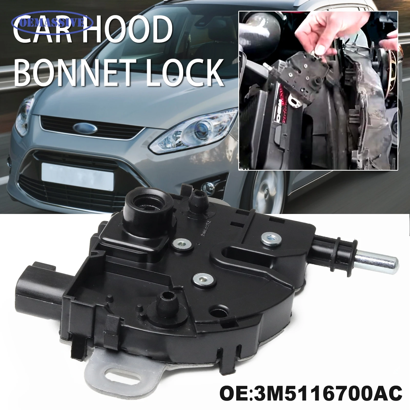 For Ford Focus MK2 2008 - 16 C-Max 03 - 07 Kuga Engine Front Bonnet Hood Lock Catch Mechanism Actuator Repair Kit OE 3M5116700BC