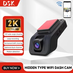 Universal Dashcam Car DVR Camera WIFI Recorder Dash Cam 2K HD Driving Recorder Hidden Type 170° Wide-Angle Night Vision