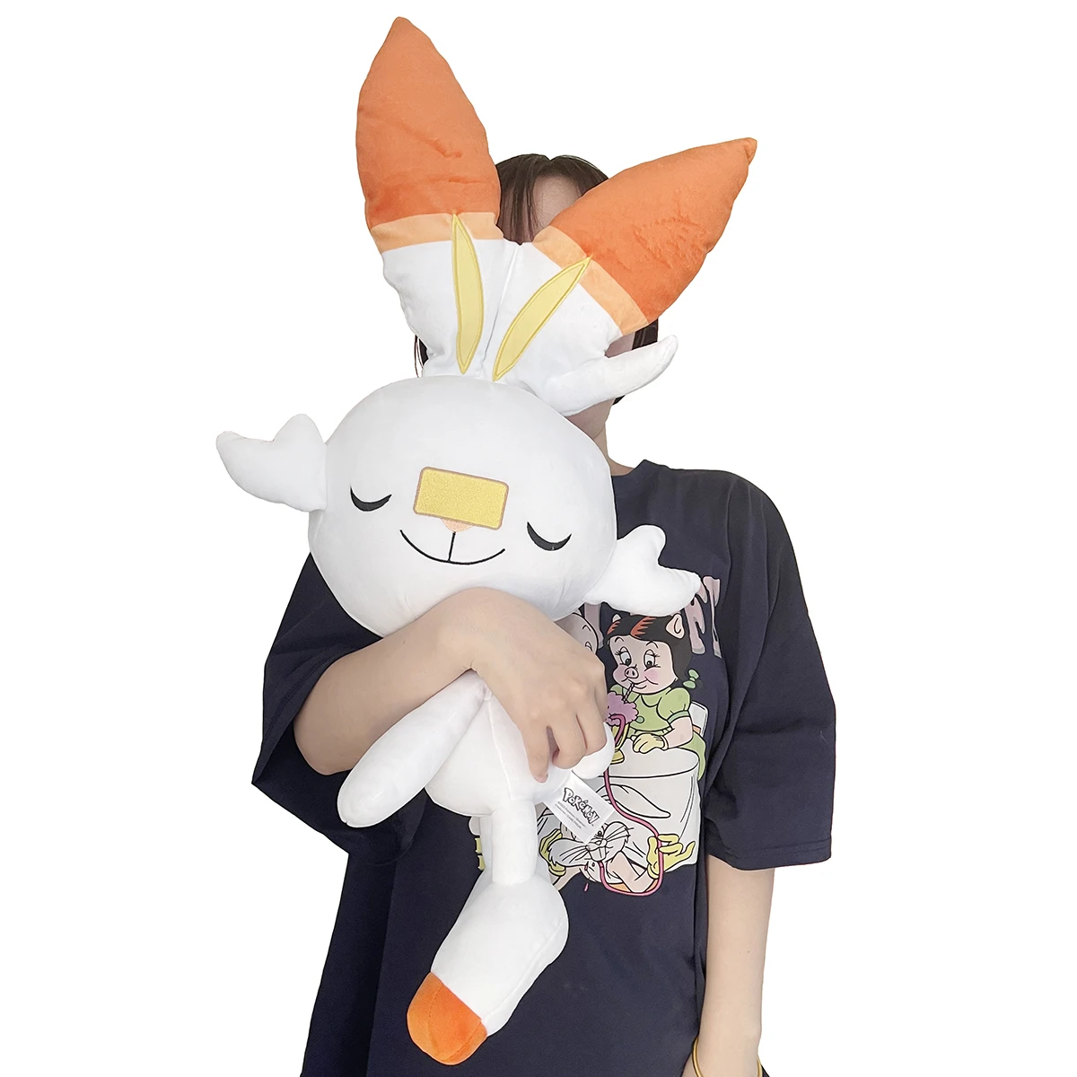 Big Size Sleeping Scorbunny Plush Toys Pokemon Stuffed Doll Cartoon Rabbit Christmas Present for Kids Gift