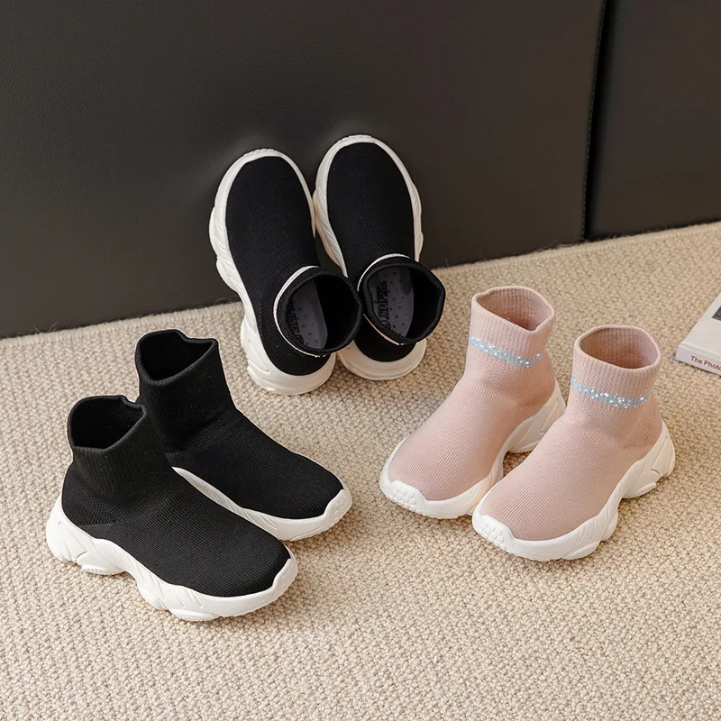 Children Shoe Spring Autumn Breathable Sports Shoes Designer Casual Knitted Shoes Antiskid Soft Soled Girl Shoes Tenis De Niño