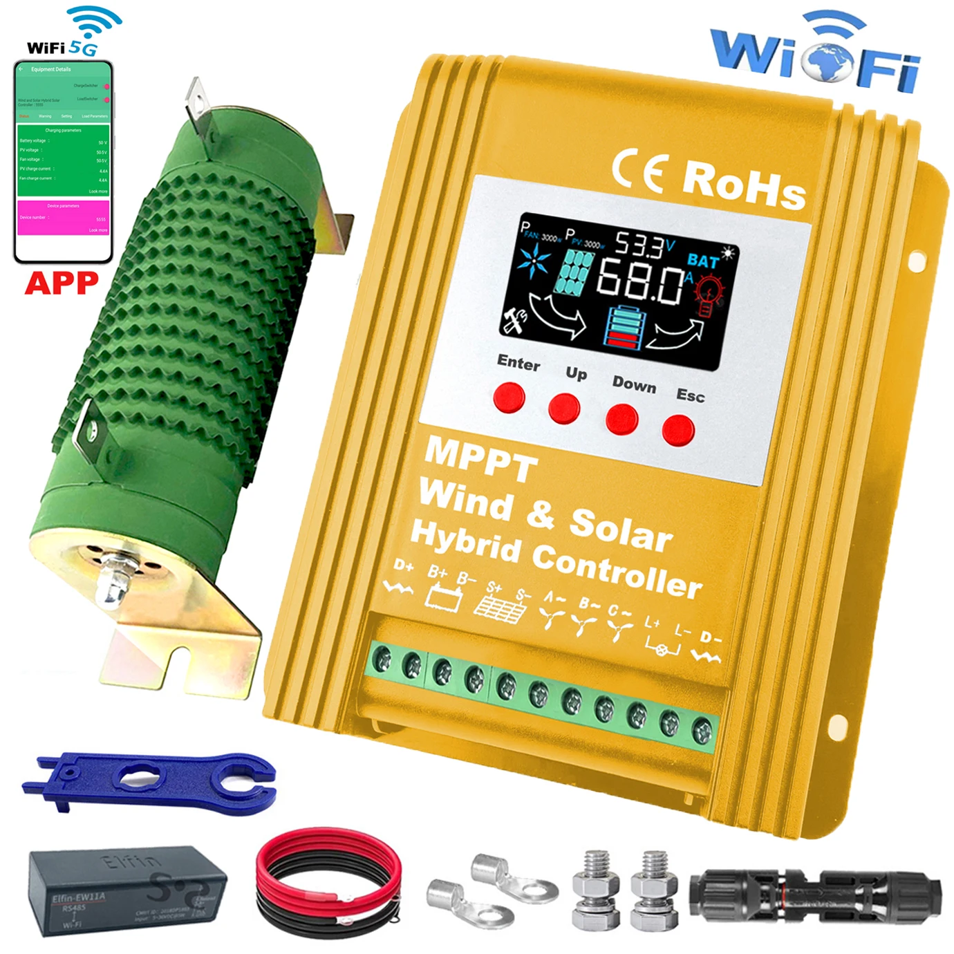 

Wi-Fi 5000 Вт 4 кВт MPPT ветровой солнечный гибридный контроллер заряда 12 В 24 В 48 В солнечный регулятор ветра для литиевой свинцово-кислотной батареи Lifepo4