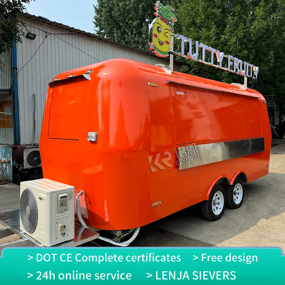 Concession Stainless Steel Food Trailer With Full Kitchen Equipments Street Restaurant Mobile Bbq Food Truck Fully Equipped