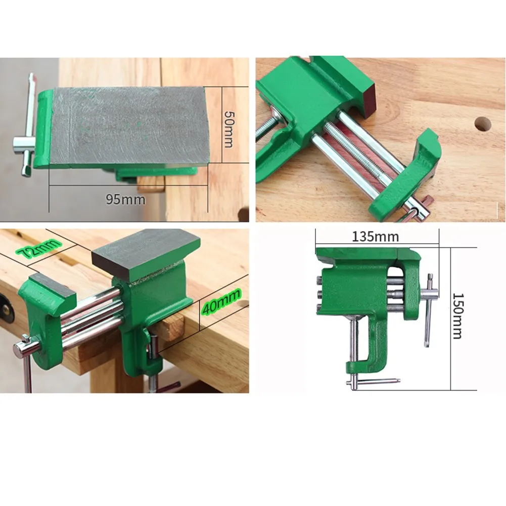 Green Cast Iron Vice 150mm Double Track Clamp On Vise For Woodworking Metal DIY Table Fixture Tool Hobby Jewelers Equipmen