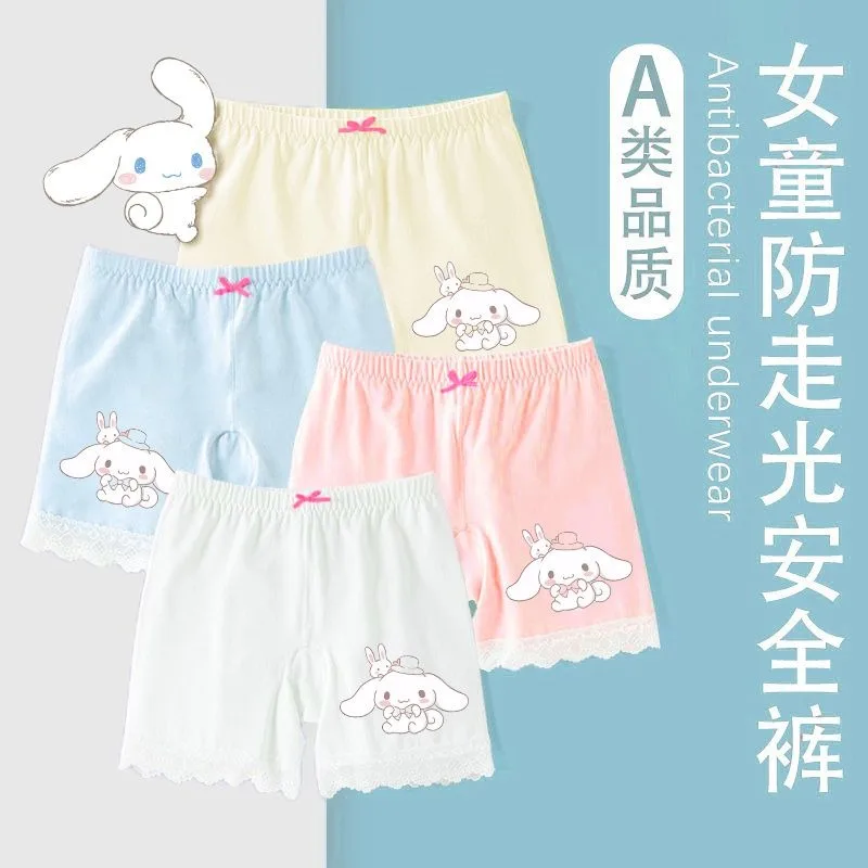 

2 4pcs Kawaii Sanrio Cinnamoroll Anime Girls Breathable Safety Pants Summer Cute Thin Cartoon Briefs Baby Clothes Gifts