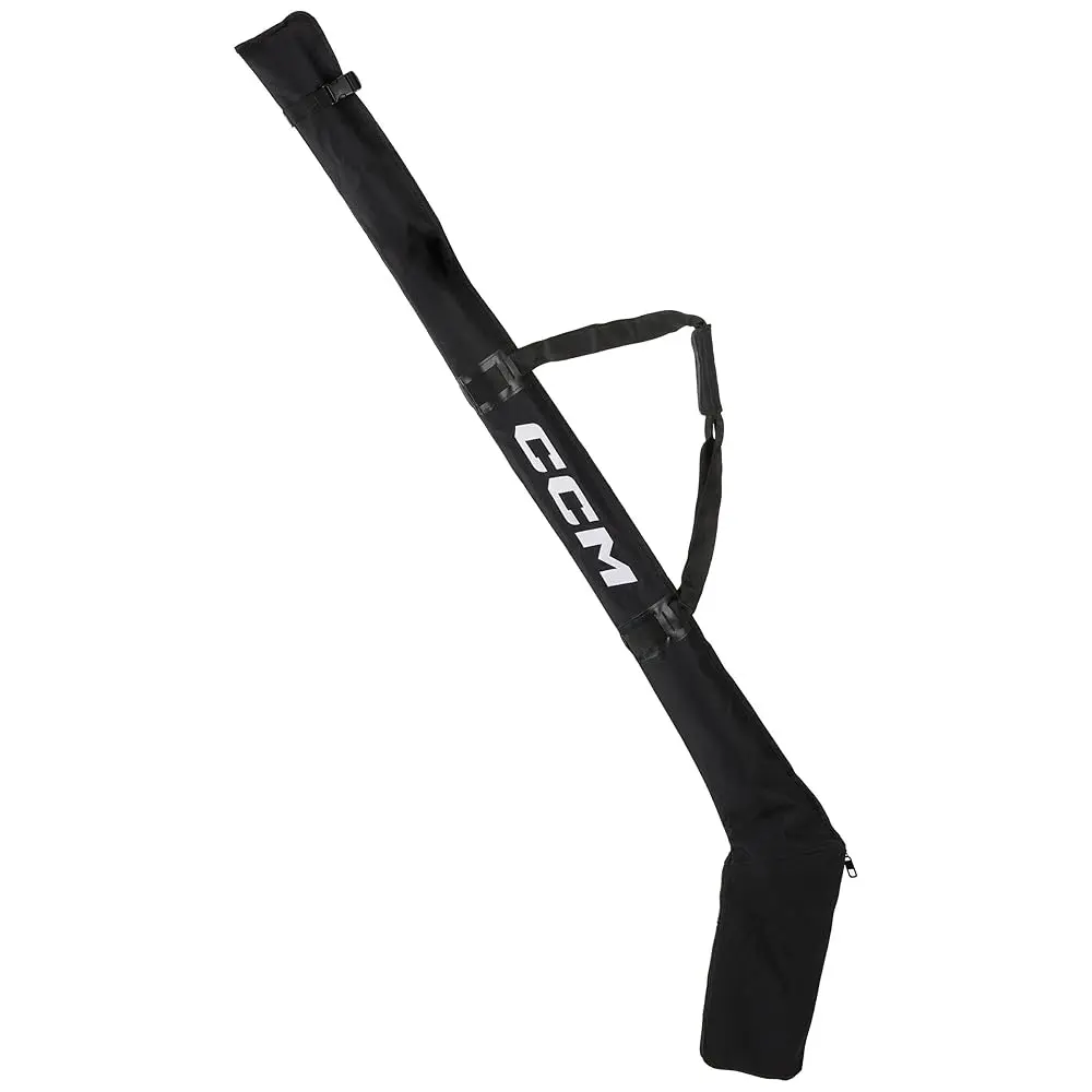 

Сумка для хоккейных клюшек, полиэстер, вмещает до 4 клюшек для взрослых, с мягким наплечным ремнем, регулируемым ремнем с пряжкой, черная.