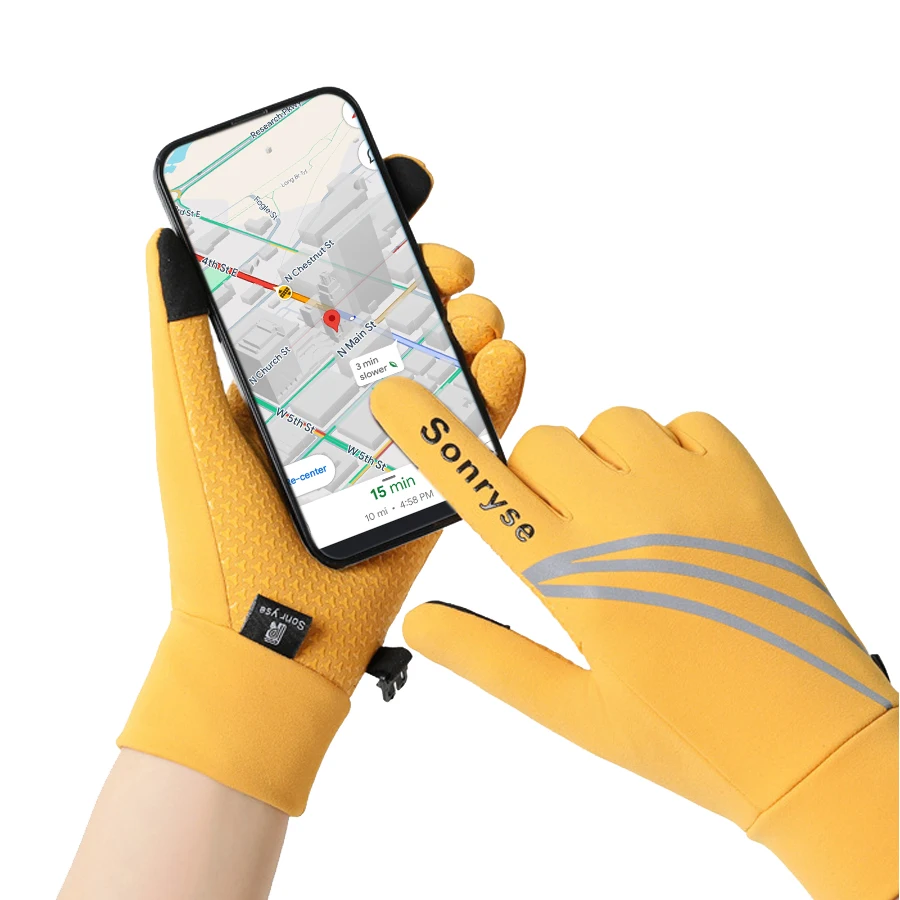 قفازات ركوب الدراجات الشتوية للرجال والنساء قفاز ركوب الدراجات من الصوف الدافئ لركوب الدراجات قفازات مقاومة للماء تعمل باللمس