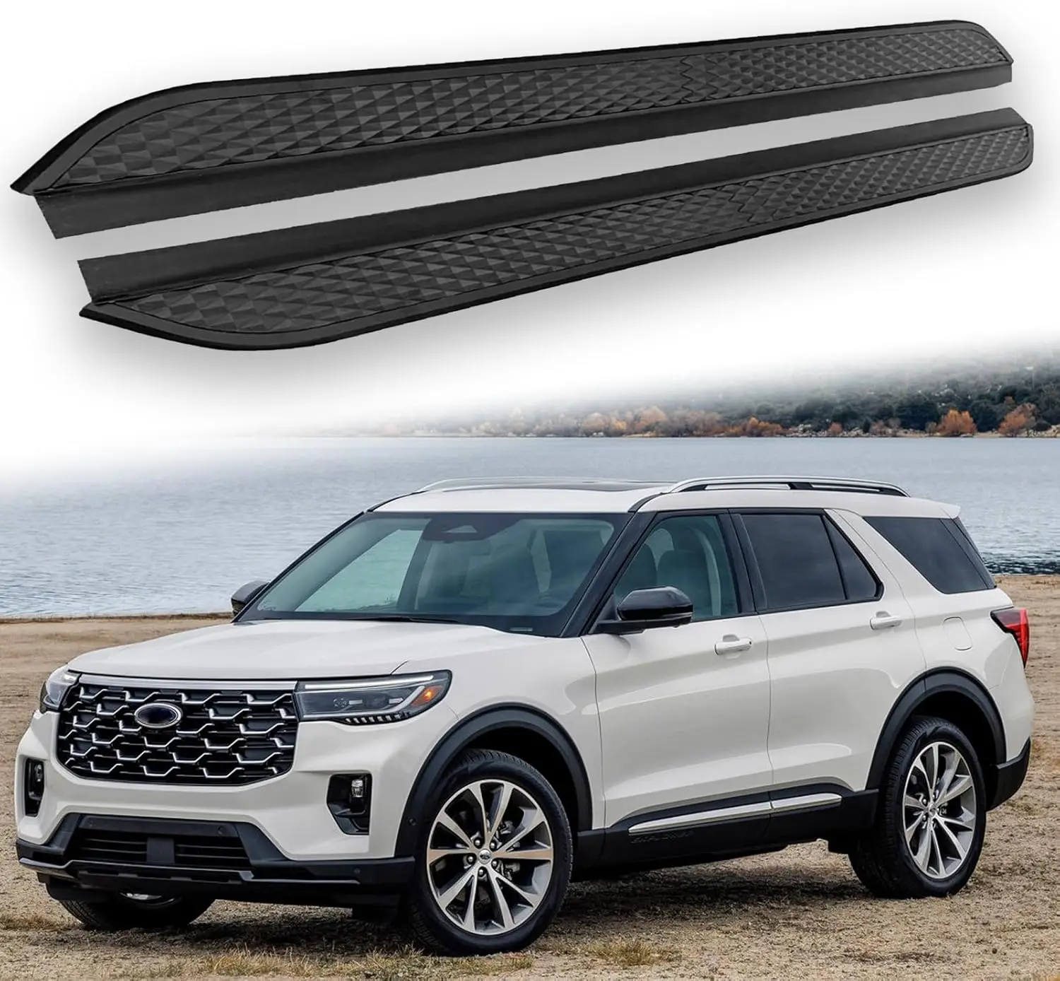 

2 шт. подходят для всех новых Ford Explorer 2020-2025, подножки, боковые ступеньки, педали, черная полоса Nerf