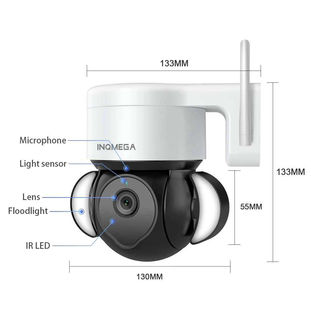 INQMEGA PTZ Telecamera IP Auto Tracking 3MP Esterna Impermeabile Mini Speed Dome Telecamera IR 30M P2P Telecamera di Sicurezza Domestica