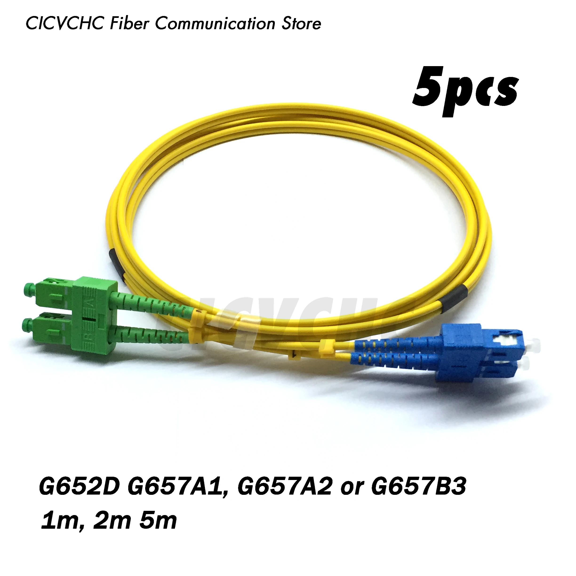 광섬유 점퍼 듀플렉스 패치코드 SCAPC-SCUPC-SM, 2.0mm 케이블, 1m, 2m, 5m, 5 개