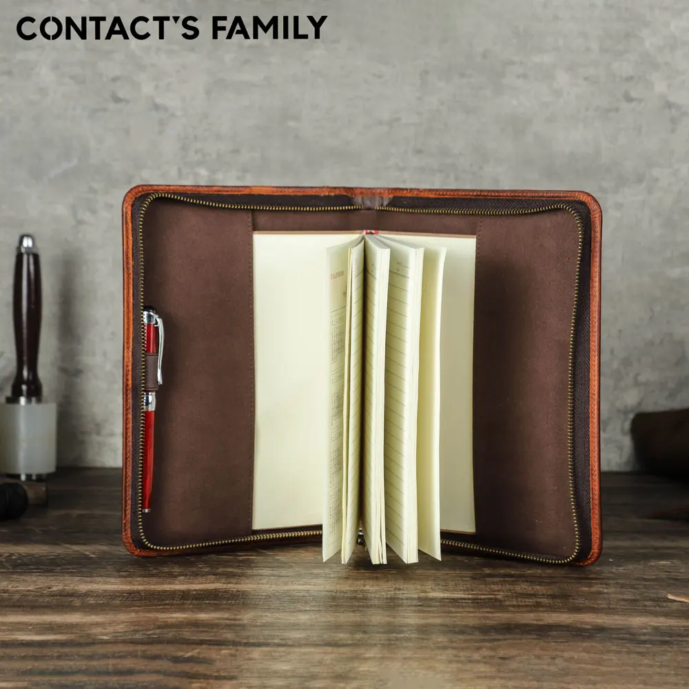 genuine-leather-a5-zipper-journal-cover-portable-travel-notebook-case-handbag-phone-pocket-traveler-office-stationery-storage