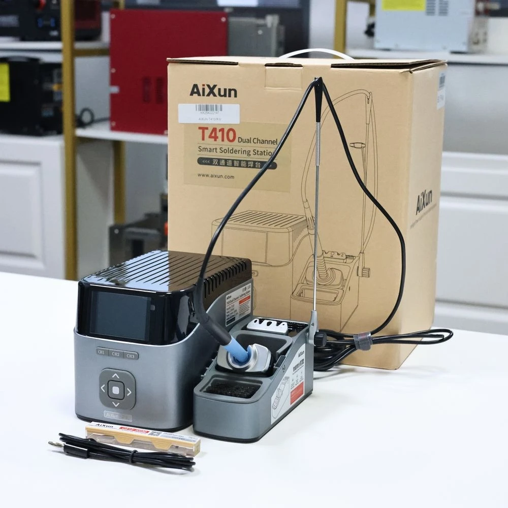 AIXUN T410 Station de soudage intelligente double canal 100W 2s Heat-Up JBC Compatible pour la réparation de PCB/BGA/SMT