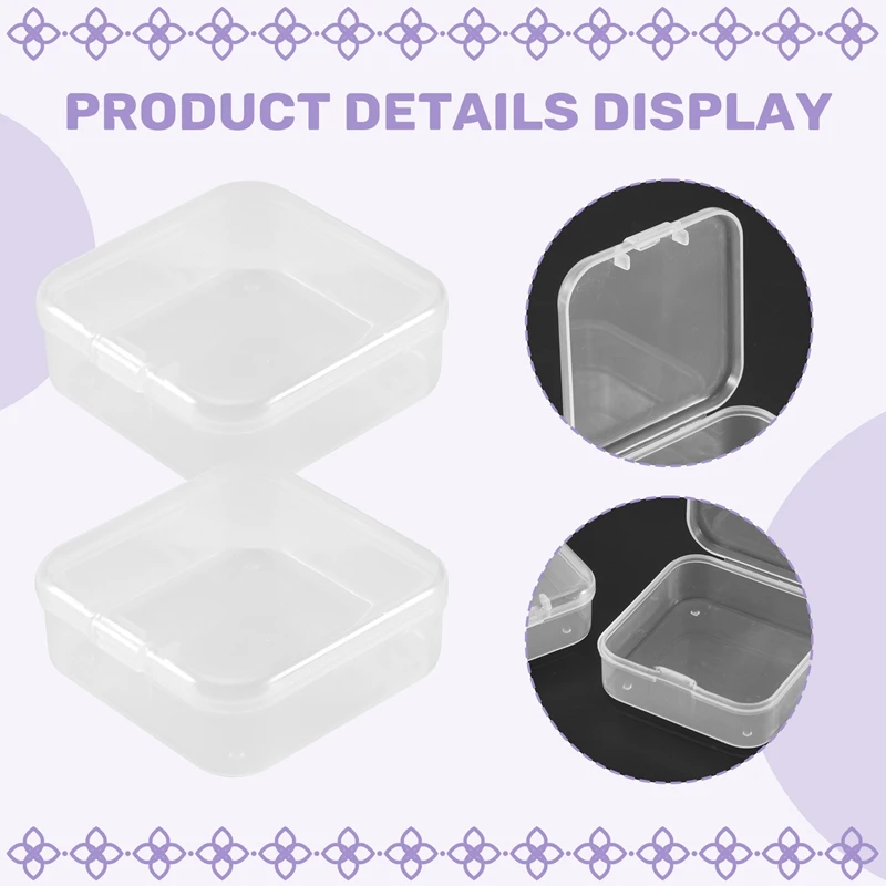 16 Pack Clear Plastic Beads Storage Containers Box With Hinged Lid For Small Items, Diamond, Beads (2.2X2.2X0.79In)