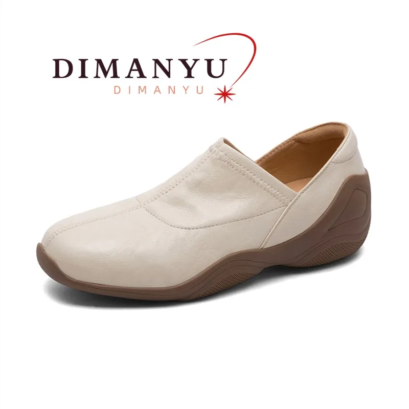 

DIMANYU Women's Loafers Genuine Leather 2026 New Spring Slip-On Lazy Shoes Women Wedge Casual Round-Toe Shoes Women