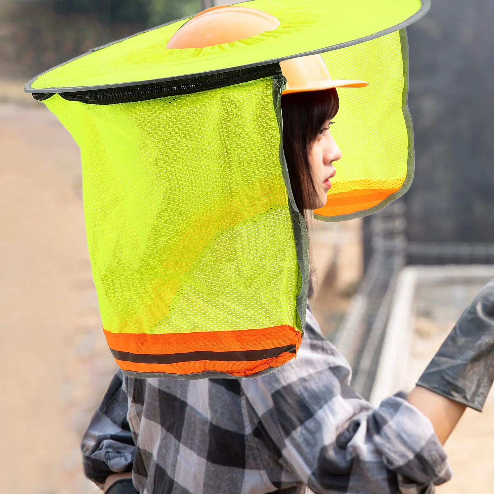 قبعة صلبة حافة الظل الشمس قناع البناء قبعة غطاء الأشعة فوق البنفسجية حماية قابل للتعديل شريط مرن غطاء الرقبة قناع السلامة