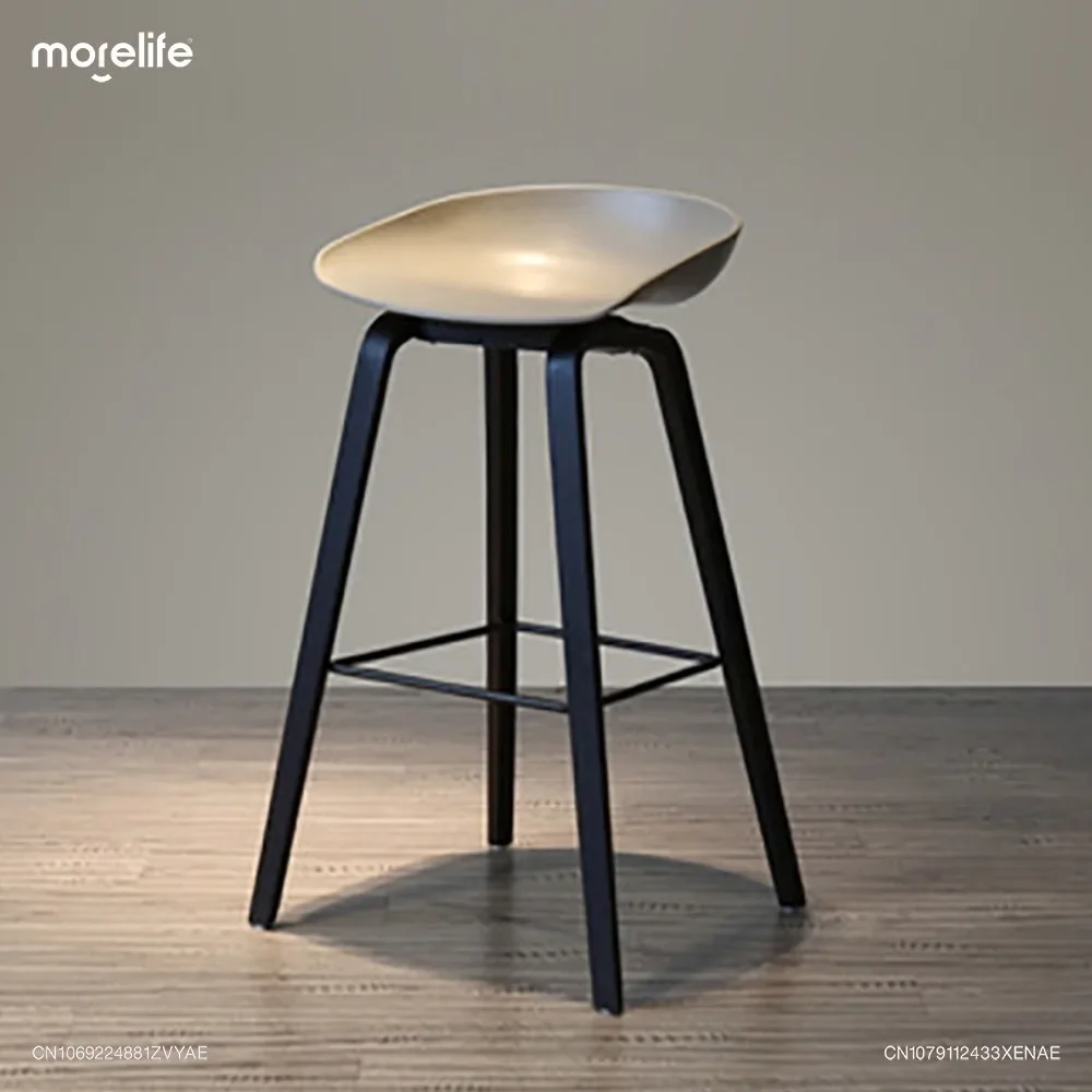 Nordic Style Solid Wood Bar Chairs Modern Creative Home Counter Stool Commercial Cash Register Cafe Iron Art Wood High Chair
