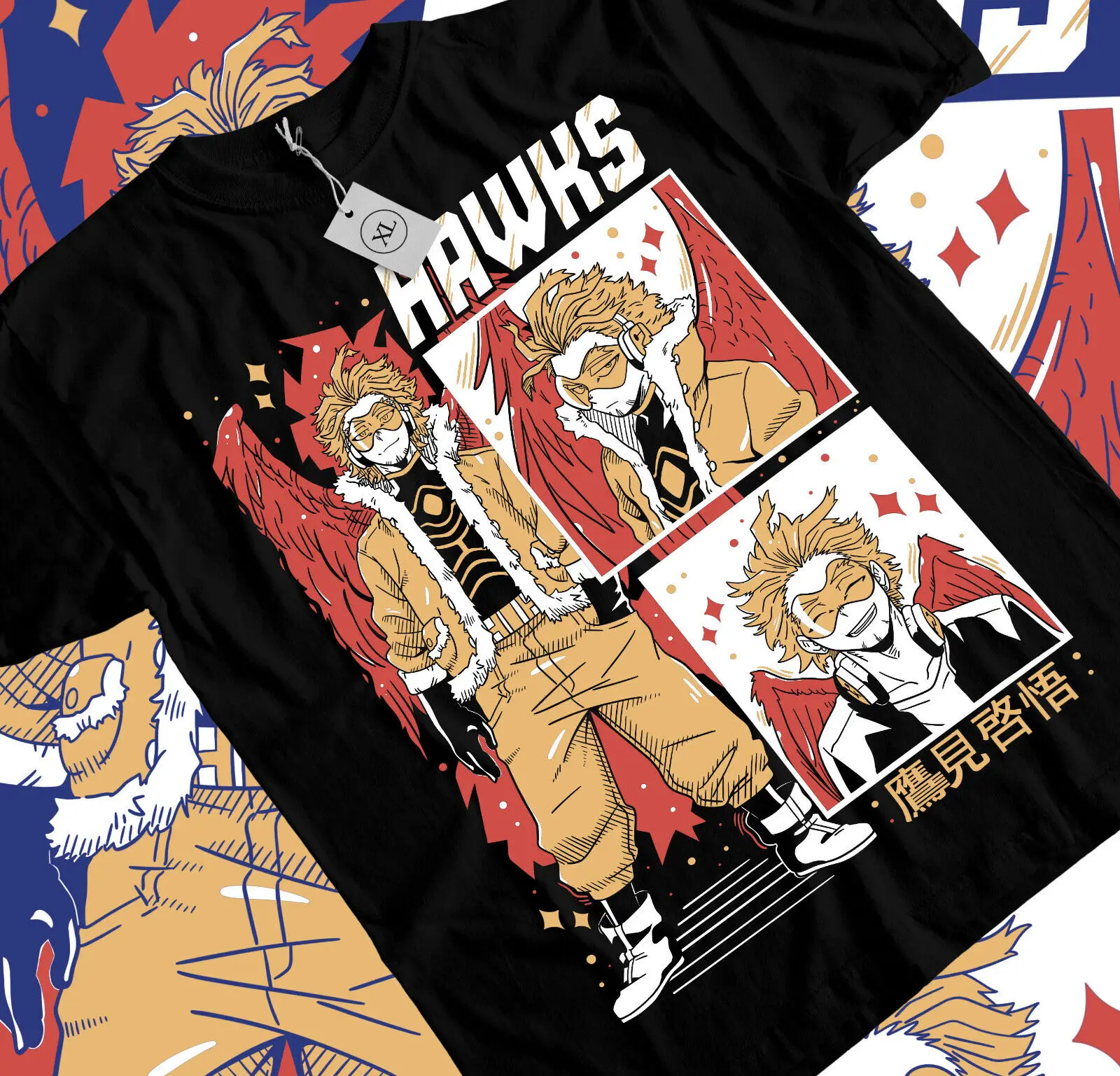 

My Hero Academia anime Wing Hero Hawks Keigo Takami T-Shirt manga All Size