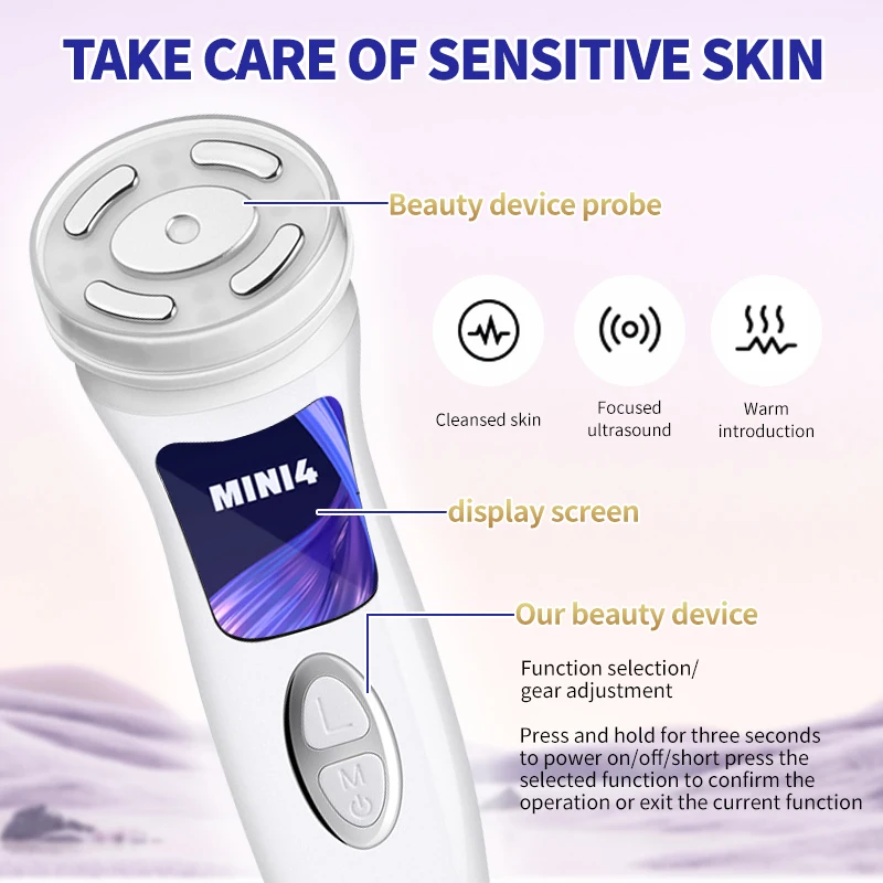 MINI HIFU 4.0 超音波マッサージャー マイクロカレントパルス 顔の肌の引き締めと引き締め効果 アイマッサージ スキンケア美容機器